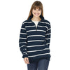 Charles River Women's Navy/white Stripe Crosswind Quarter Zip Print Sweatshirt