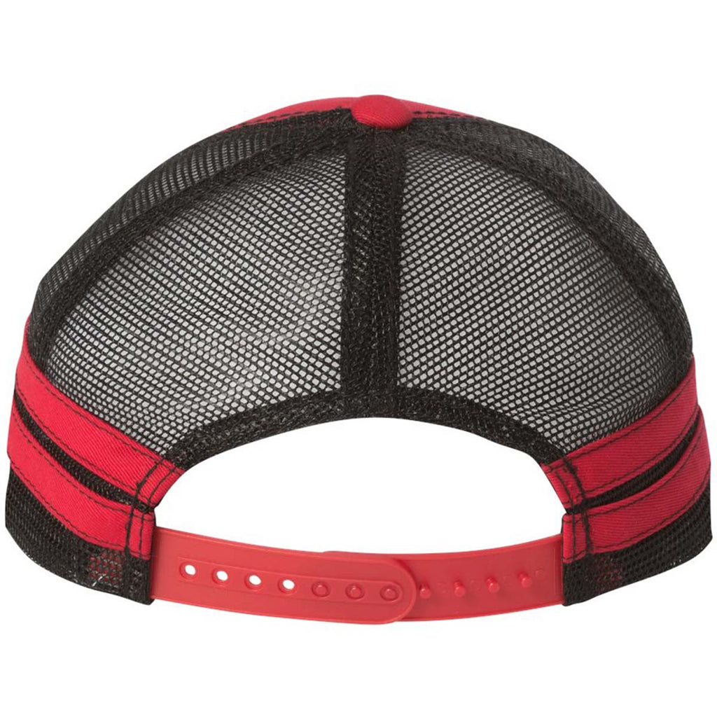 Sportsman Red/Black Trucker Cap with Stripes