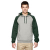 Jerzees Men's Oxford/Forest Green 8 Oz. Nublend Colorblock Raglan Pullover Hood