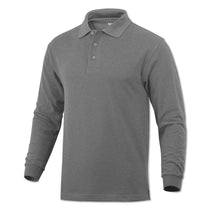 BAW Men's Heather Grey Classic Long Sleeve Pique Polo