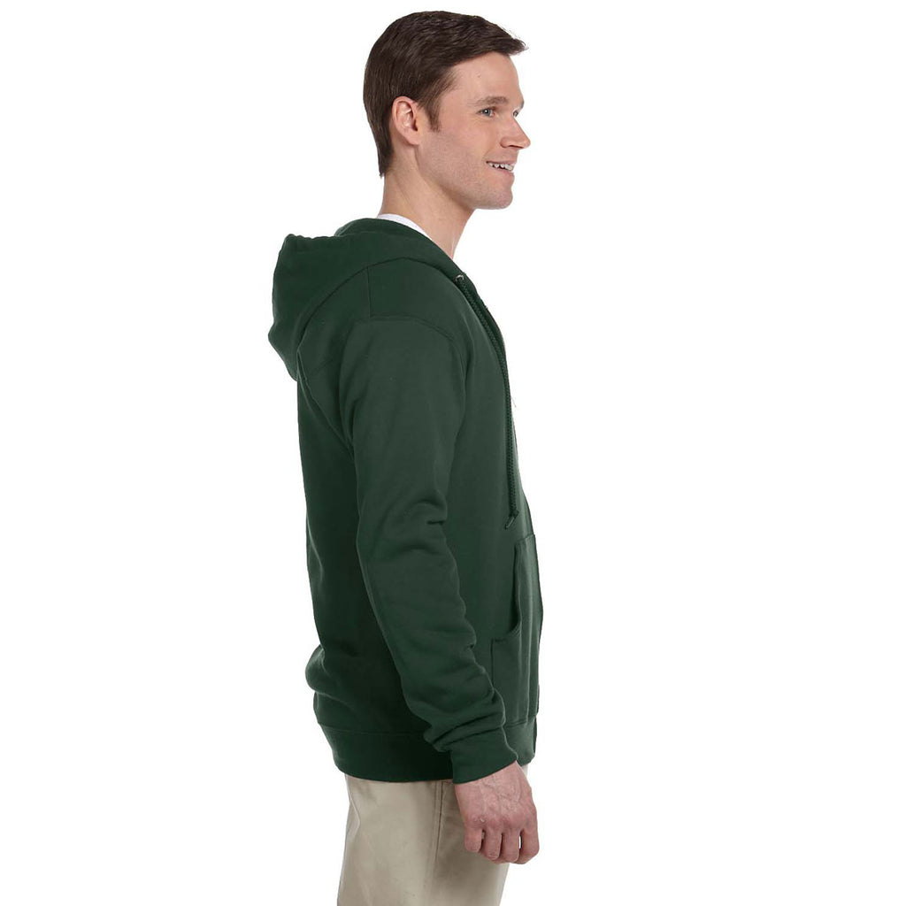 Jerzees Men's Forest Green 8 Oz. Nublend Fleece Full-Zip Hood