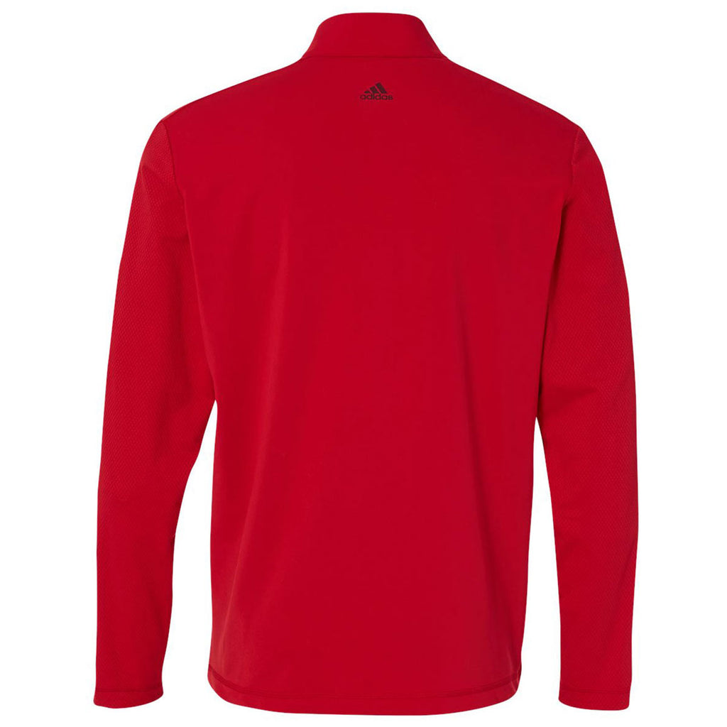 adidas Golf Men's Bold Red/Black Mixed Media Quarter-Zip Jacket