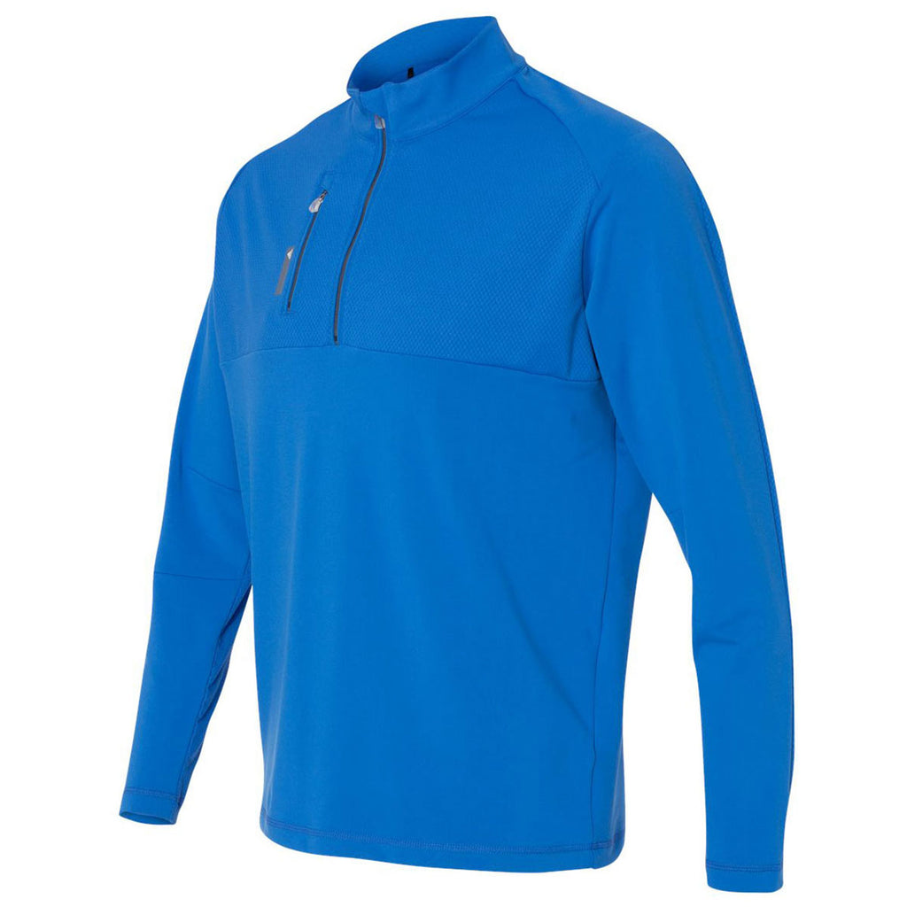 adidas Golf Men's Bright Royal/Lead Mixed Media Quarter-Zip Jacket