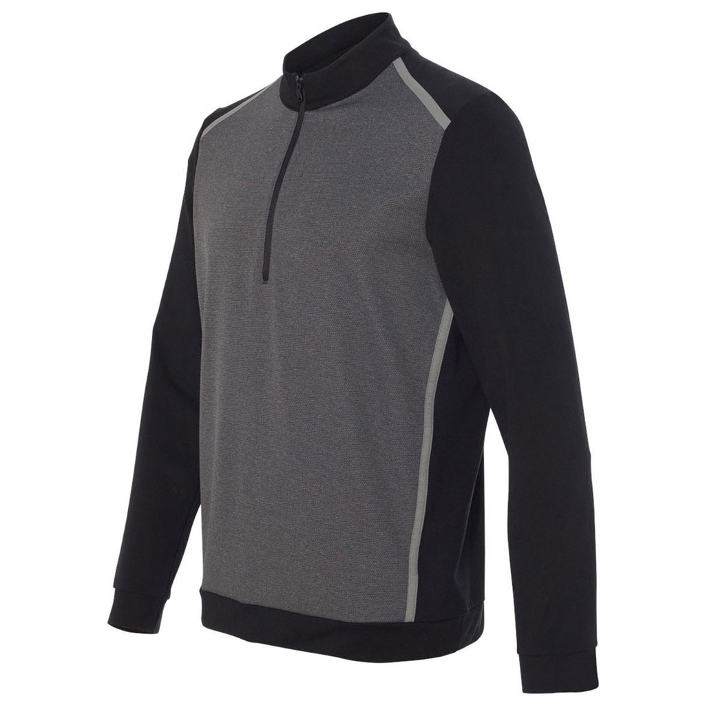 adidas Golf Men's Black Quarter-Zip Birdseye Fleece Pullover