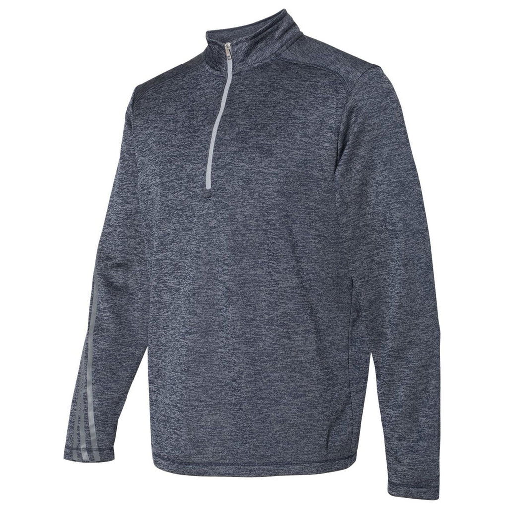 adidas Golf Men's Navy Heather/Mid Grey Brushed Terry Heather Quarter-Zip