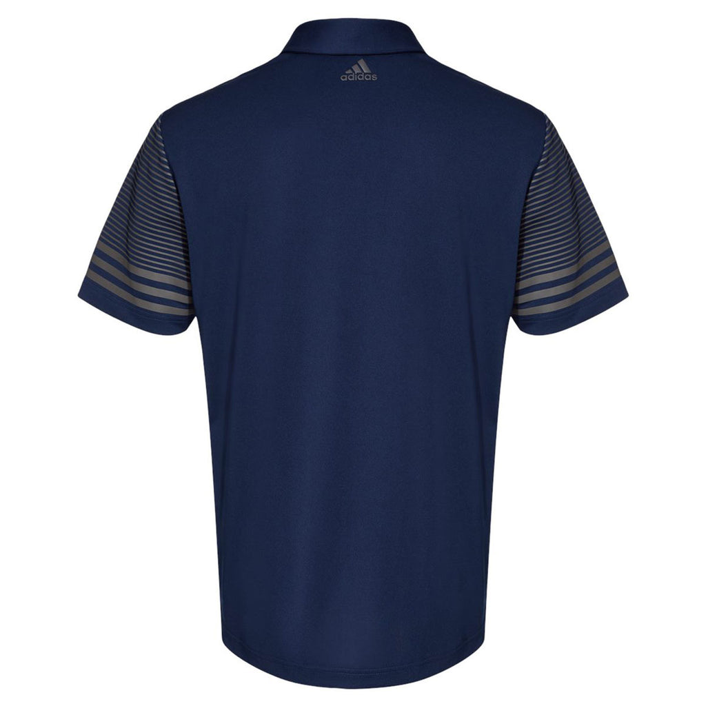 adidas Men's Team Navy Blue/Grey Five Striped Sleeve Sport Shirt