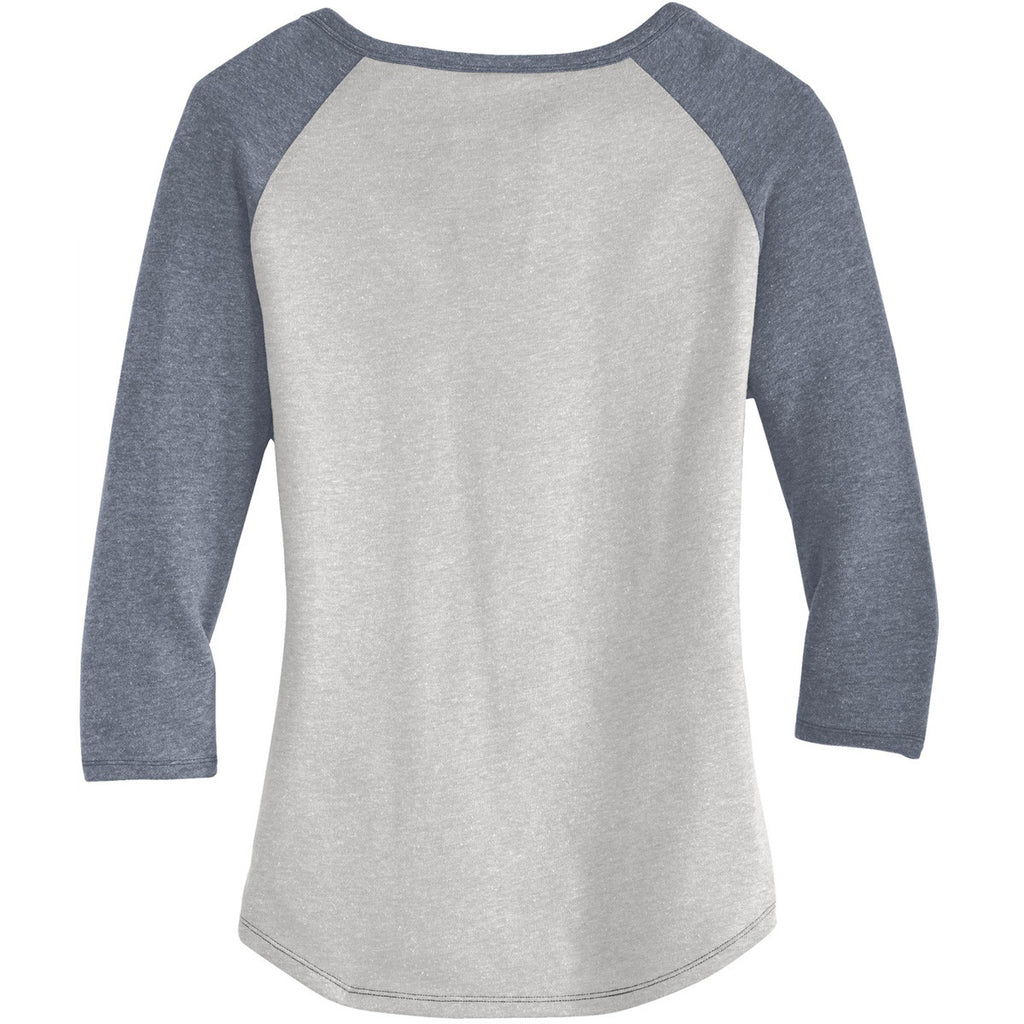 Alternative Apparel Women's Silver/Vintage Navy Outfield 3/4-Sleeve Vintage 50/50 Tee