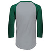 Augusta Sportswear Men's Athletic Heather/Dark Green 3/4-Sleeve Baseball Jersey