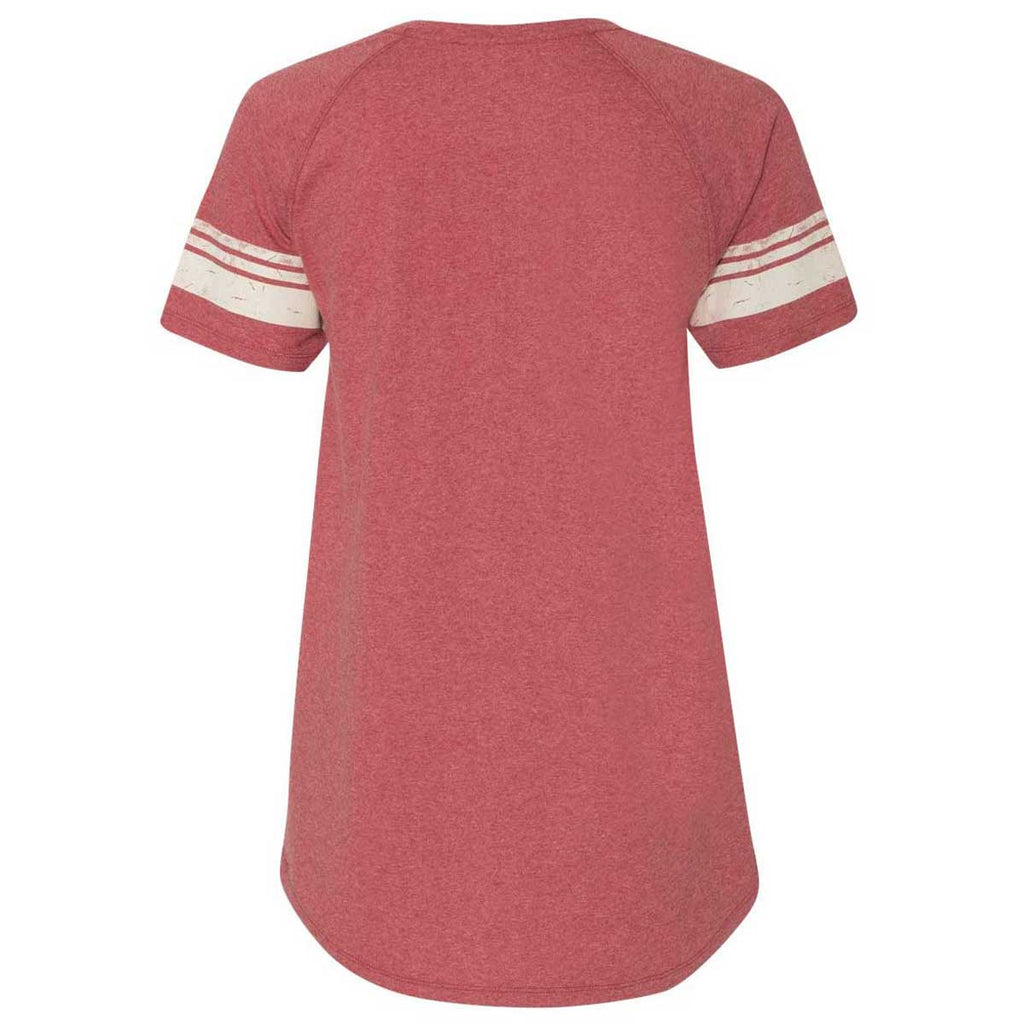 Champion Women's Carmine Red Heather Originals Triblend Varsity Tee