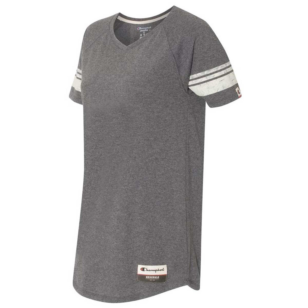 Champion Women's Oxford Grey Originals Triblend Varsity Tee