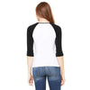 Bella + Canvas Women's White/Black Stretch Rib 3/4-Sleeve Contrast Raglan T-Shirt