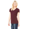 Bella + Canvas Women's Maroon Jersey Short-Sleeve V-Neck T-Shirt