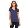 Bella + Canvas Women's Navy Jersey Short-Sleeve V-Neck T-Shirt