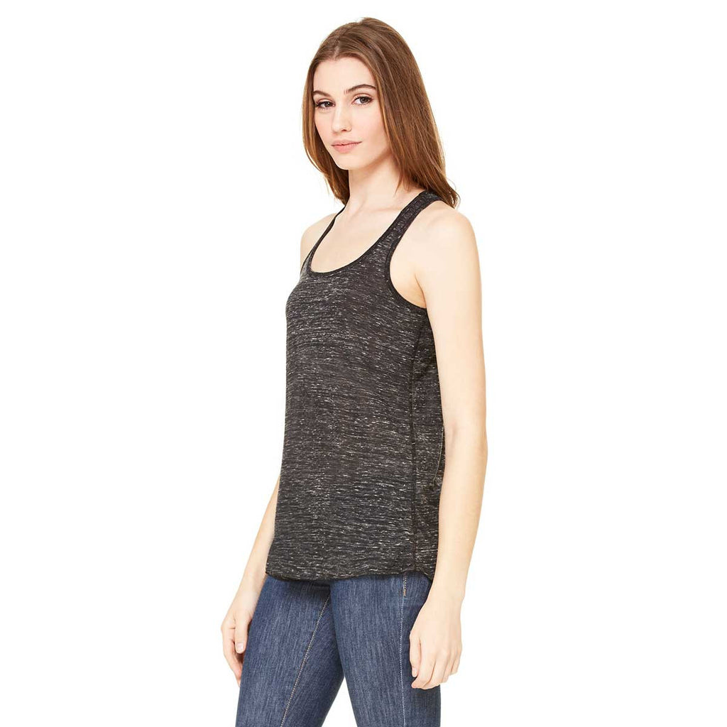 Bella + Canvas Women's Black Marble Flowy Racerback Tank