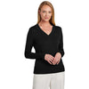 Brooks Brothers Women's Deep Black Cotton Stretch V-Neck Sweater