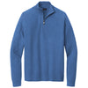 Brooks Brothers Men's Charter Blue Heather Cotton Stretch Quarter Zip Sweater