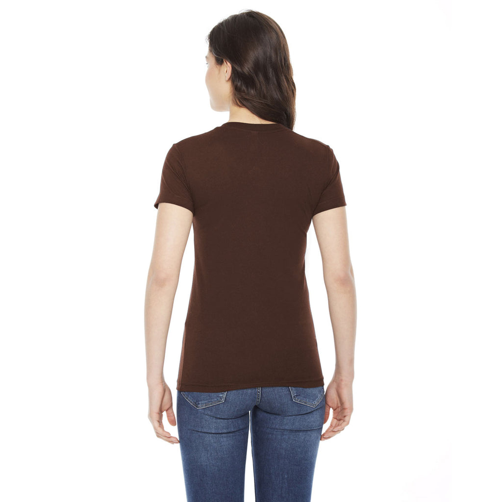 American Apparel Women's Brown Poly-Cotton Short Sleeve Crewneck T-Shirt