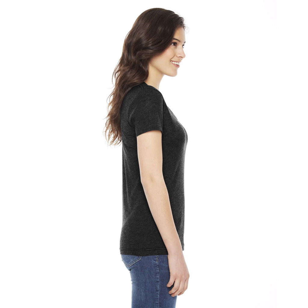 American Apparel Women's Heather Black Poly-Cotton Short Sleeve Crewneck T-Shirt