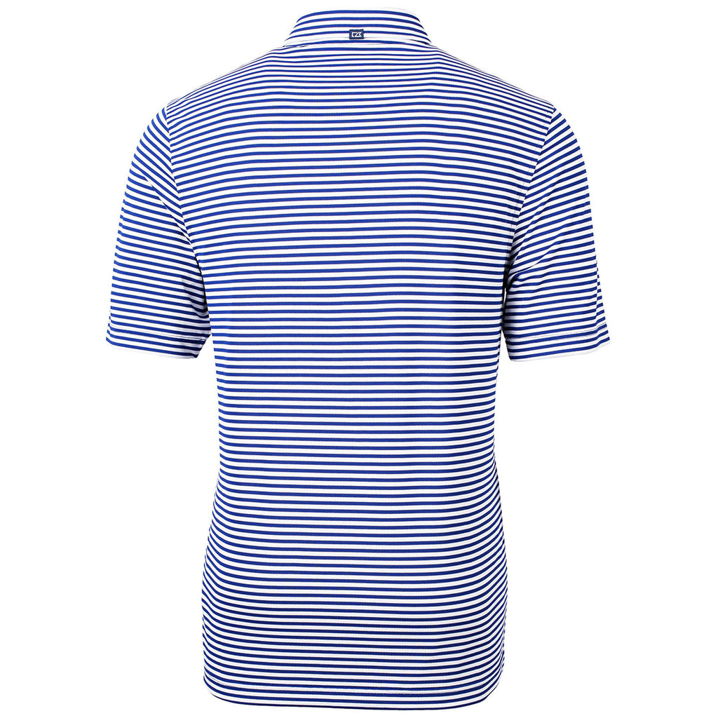 Cutter & Buck Men's Tour Blue Virtue Eco Pique Stripped Recycled Tall Polo