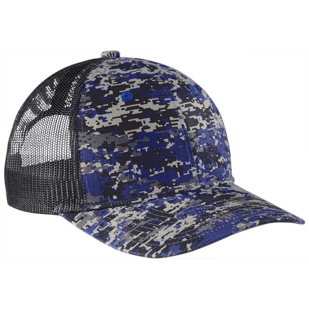 Port Authority Patriot Blue Digi/Grey Steel Snapback Digi Camo Trucker Cap