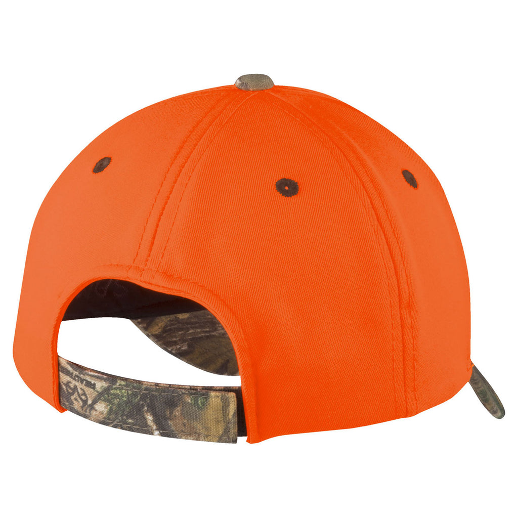 Port Authority Orange Blaze/Realtree Xtra Safety Cap with Camo Brim