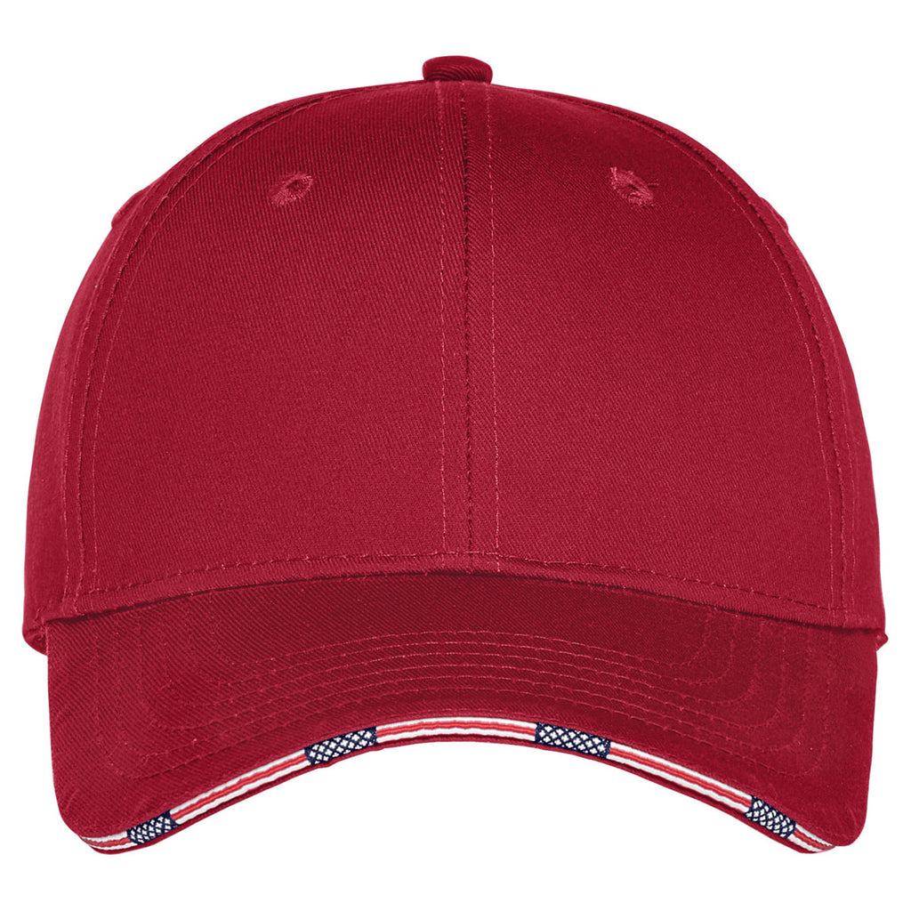 Port Authority Deep Red Americana Flag Sandwich Cap