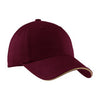 Port Authority Maroon/Khaki Sandwich Bill Cap with Striped Closure