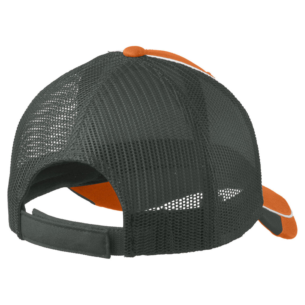 Port Authority Flare Orange/ White/ Magnet Grey Colorblock Mesh Back Cap