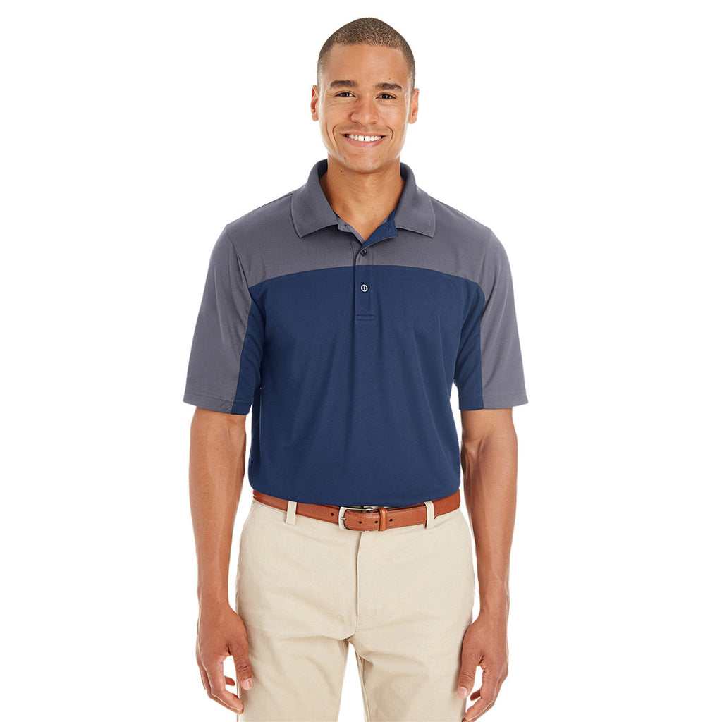 Core 365 Men's Classic Navy/Carbon Balance Colorblock Performance Pique Polo