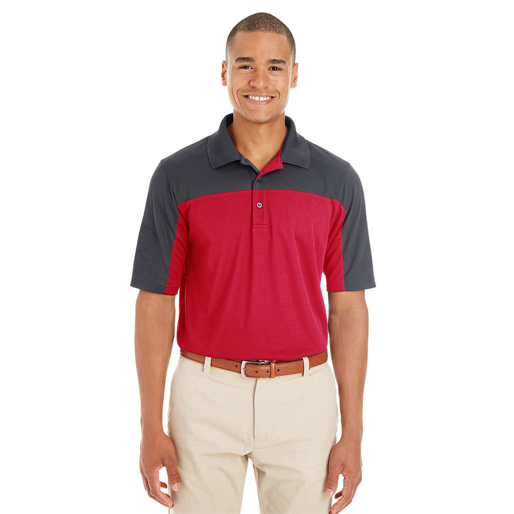 Core 365 Men's Classic Red/Carbon Balance Colorblock Performance Pique Polo