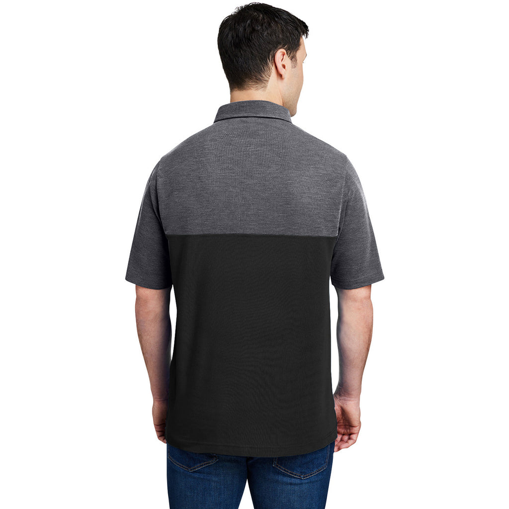 Core 365 Men's Black/Carbon Heather Fusion ChromaSoft Colorblock Polo