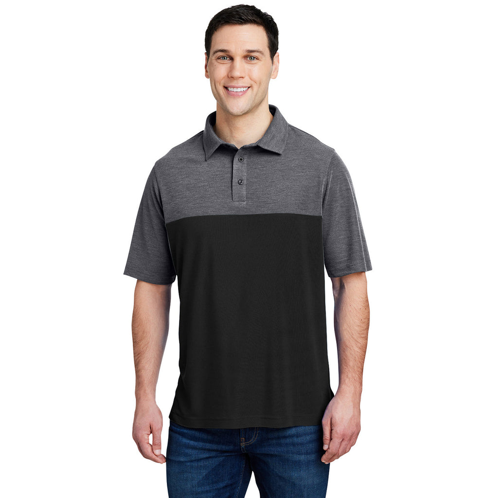 Core 365 Men's Black/Carbon Heather Fusion ChromaSoft Colorblock Polo