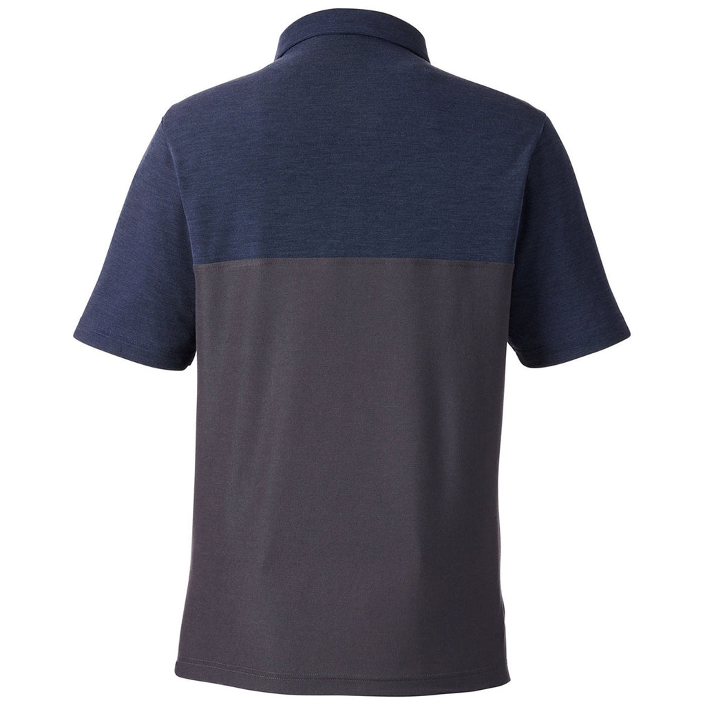 Core 365 Men's Carbon/Classic Navy Heather Fusion ChromaSoft Colorblock Polo