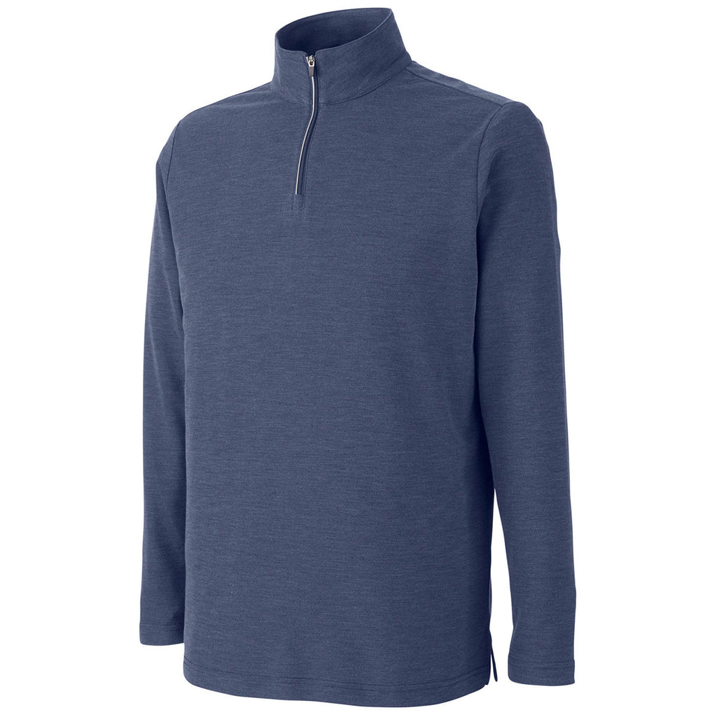 Core 365 Men's Classic Navy Heather Fusion ChromaSoft Pique Quarter-Zip