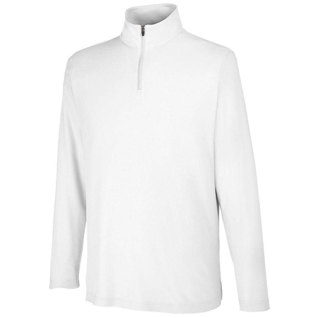 Core 365 Men's White Fusion ChromaSoft Pique Quarter-Zip