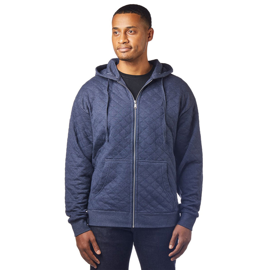 Landway Men's Heather Navy Kingsley Quilted Fleece Hoodie