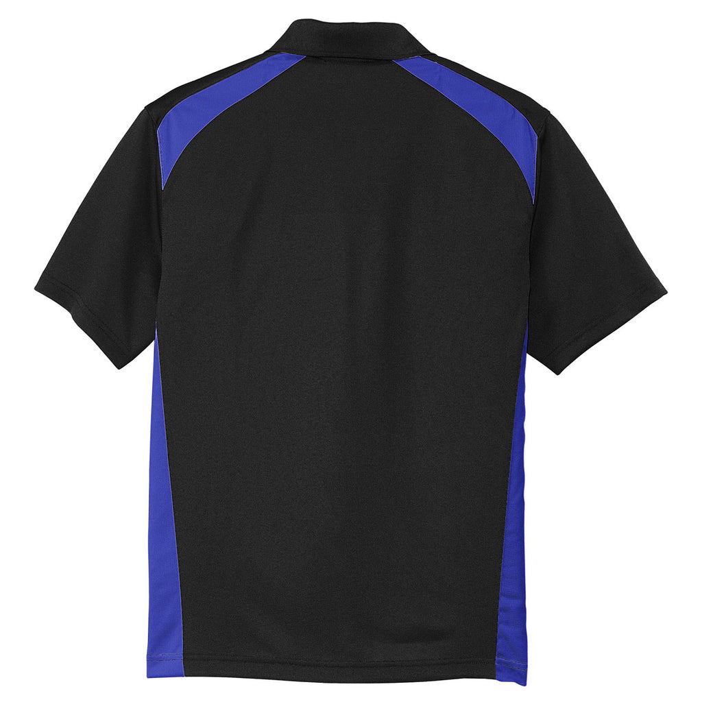 CornerStone Men's Black/Royal Select Snag-Proof Two Way Colorblock Pocket Polo