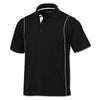 BAW Men's Black/White Color Rib Shoulder Cool Tek Polo