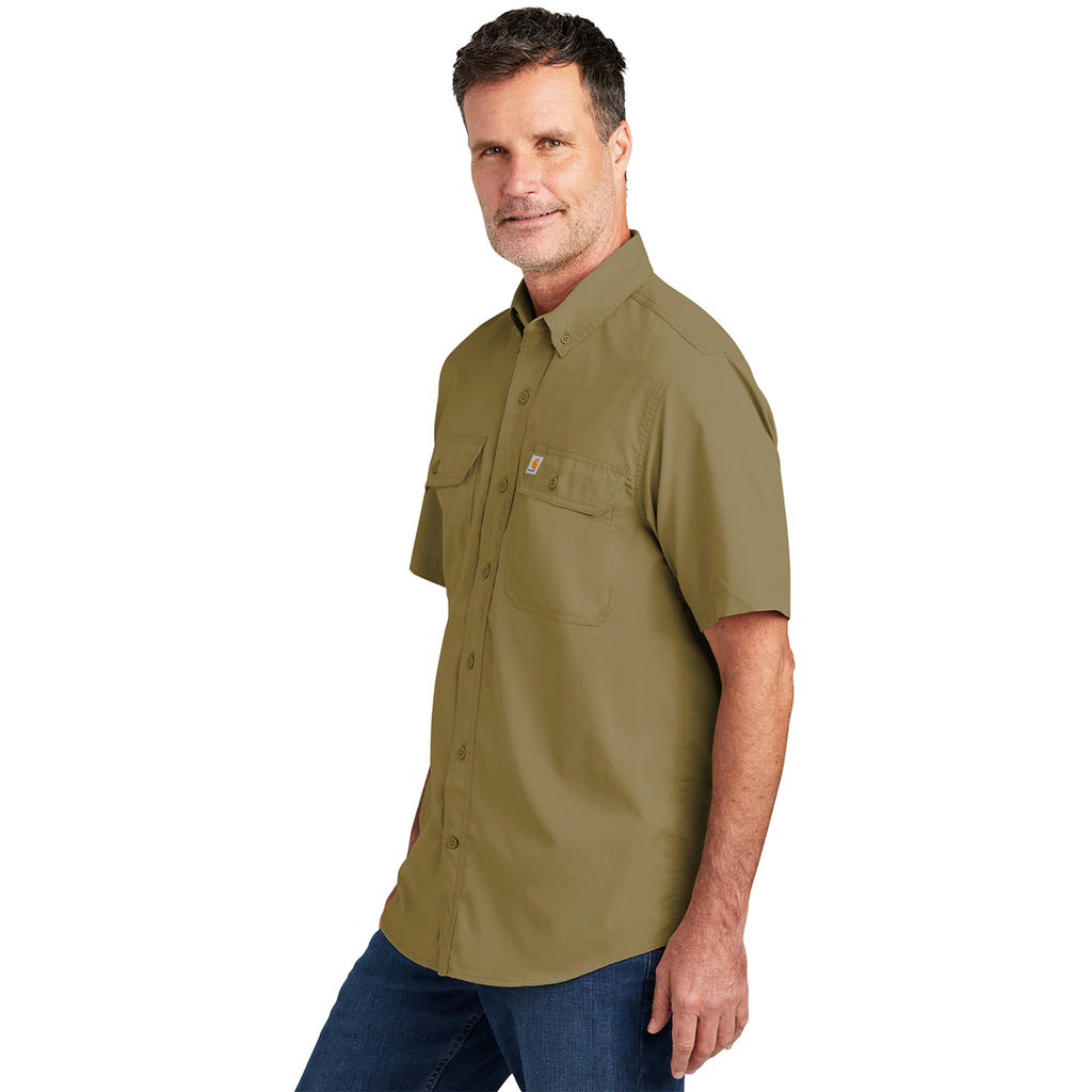 Carhartt Men's Dark Khaki Force Solid Short Sleeve Shirt