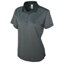BAW Women's Dark Green/Charcoal Mini Stripe Spandex Cool Tek Polo