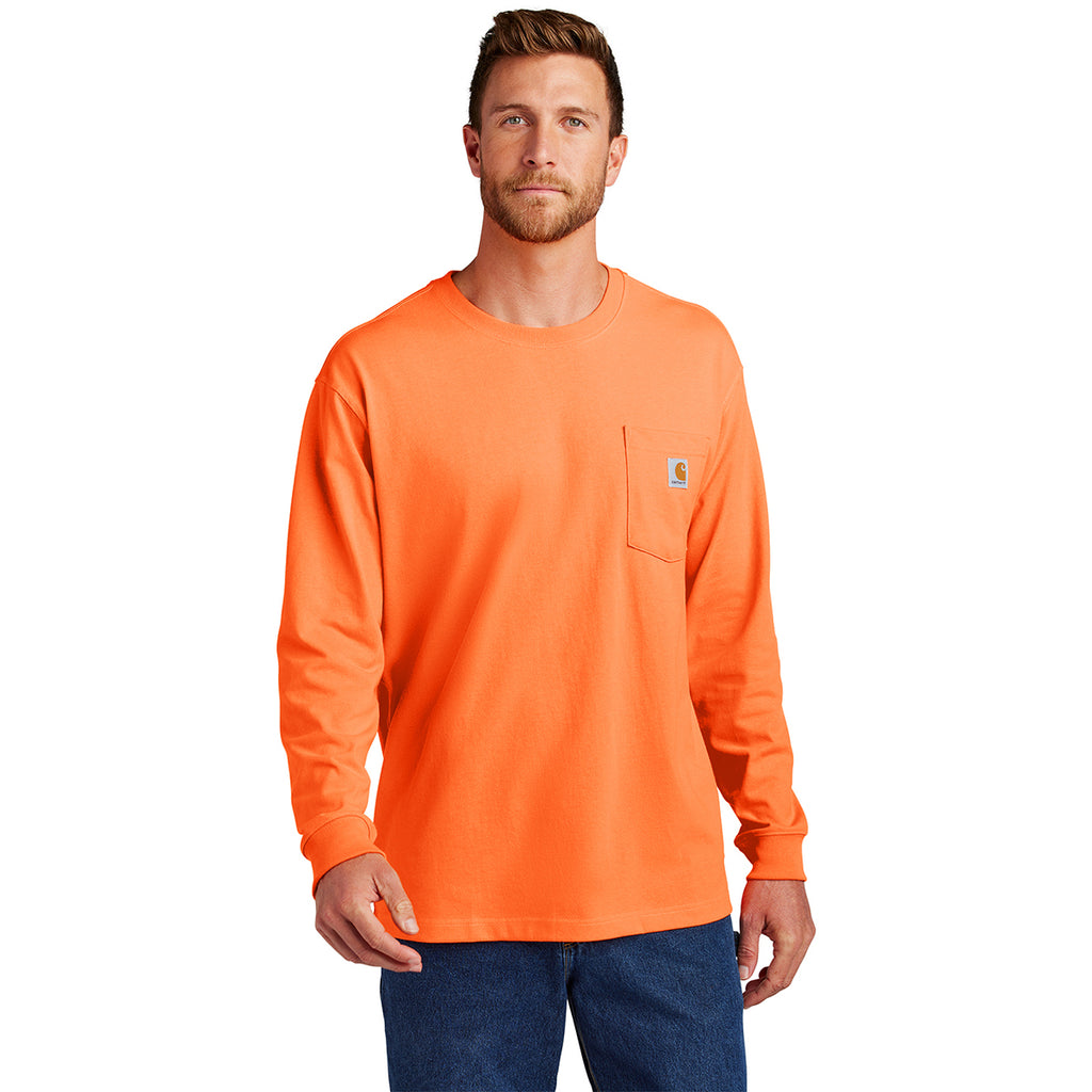 Carhartt Men's Brite Orange Workwear Pocket Long Sleeve T-Shirt