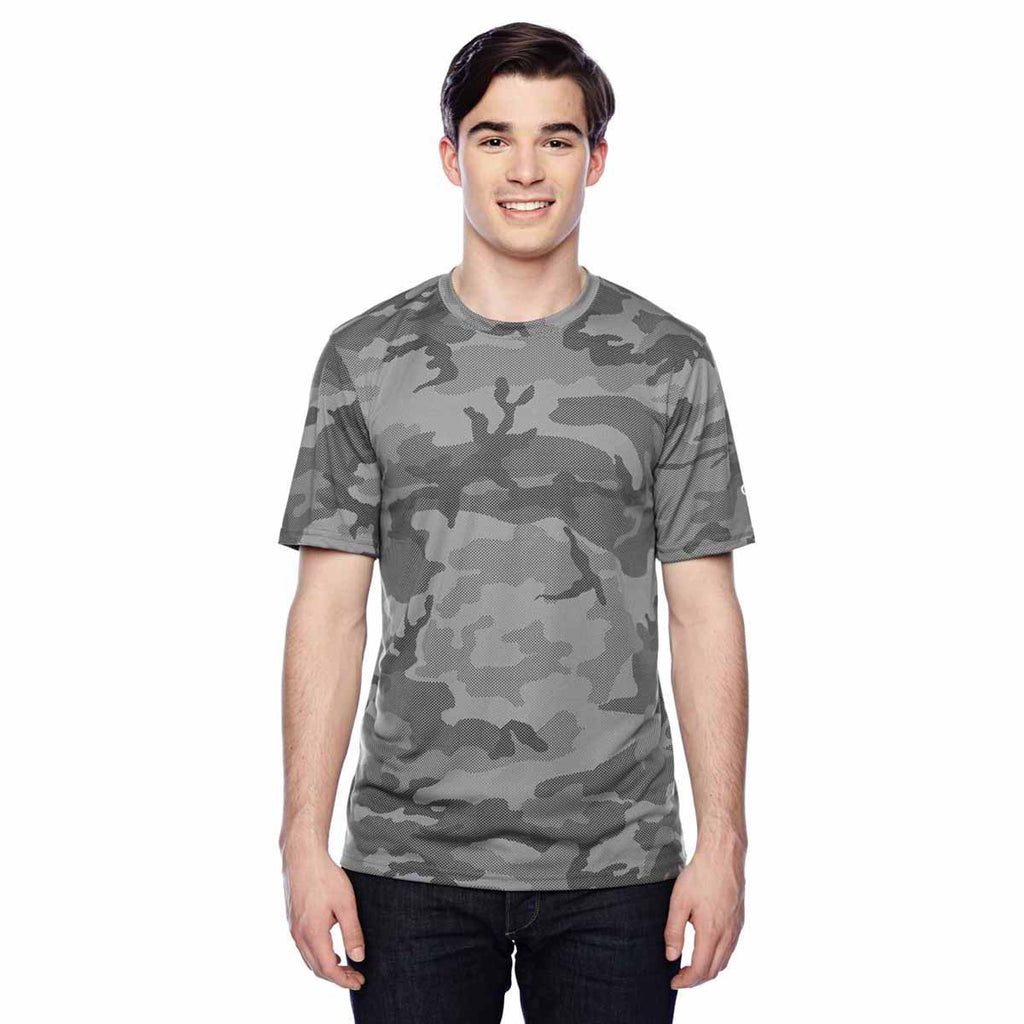 Champion Men's Stone Grey Camo Double Dry 4.1-Ounce Interlock T-Shirt