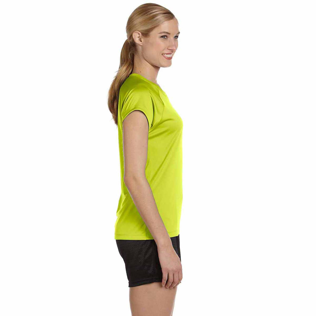 Champion Women's Safety Green Double Dry 4.1-Ounce V-Neck T-Shirt