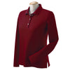 Devon & Jones Women's Burgundy Pima Pique Long-Sleeve Polo