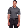 Devon & Jones Men's Graphite/White CrownLux Performance Plaited Tipped Polo