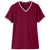 Devon & Jones Women's Burgundy/White CrownLux Performance Plaited Tipped V-Neck Polo