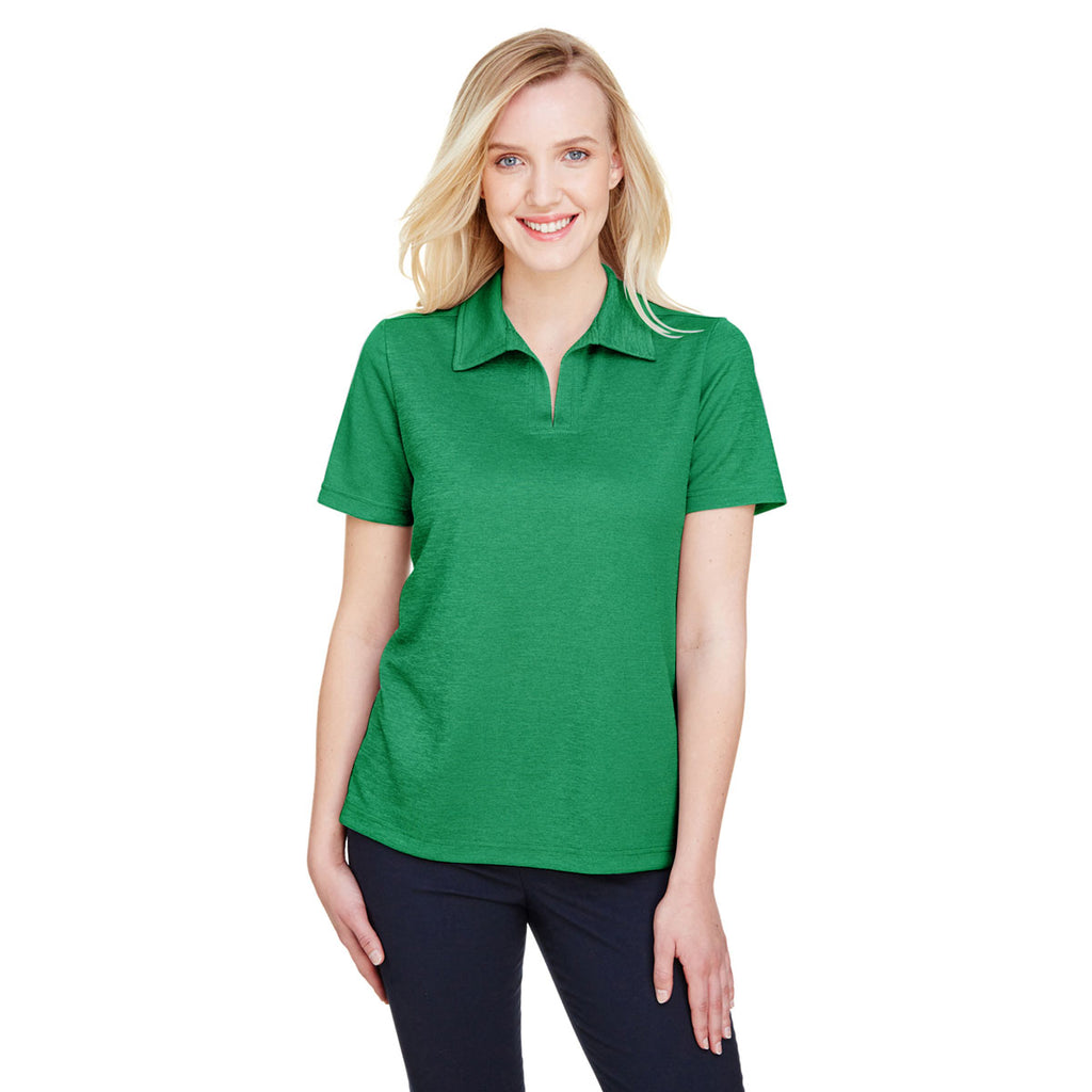 Devon & Jones Women's Kelly Green Heather CrownLux Performance Address Melange Polo