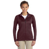 Devon & Jones Women's Burgundy Heather Stretch Tech-Shell Compass Full-Zip