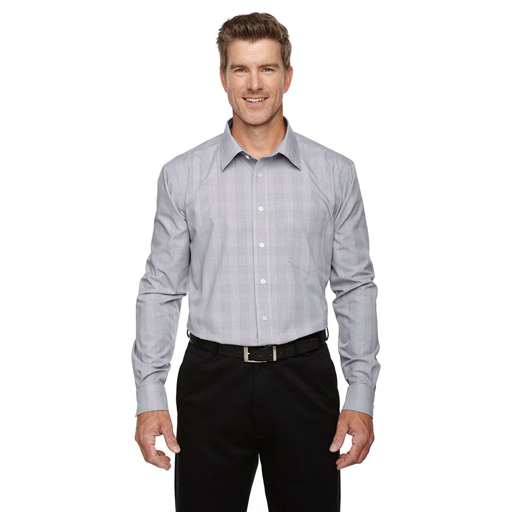 Devon & Jones Men's White/Graphite/Light Grey Crown Collection Glen Plaid