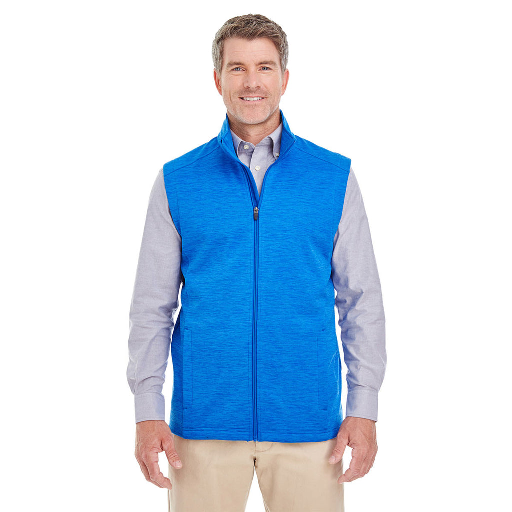 Devon & Jones Men's French Blue Heather Newbury Melange Fleece Vest